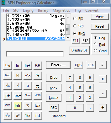 RPN Engineering Calculator Screenshot